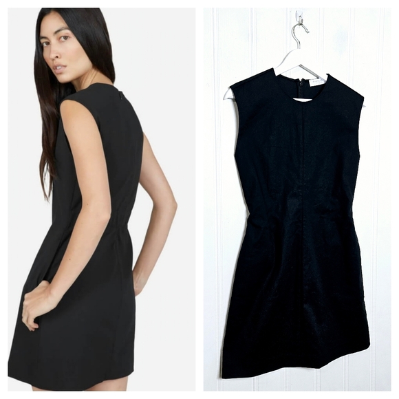 Everlane Dresses & Skirts - Everlane Black Fit Flare Dress Sleeveless Crew Neck Pockets Size 0